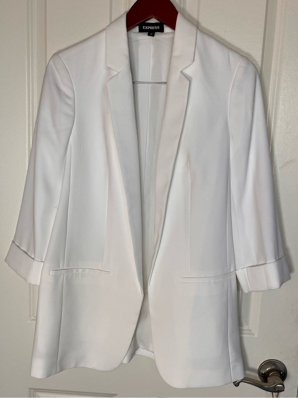 Express White Open-Front Longline Blazer Medium